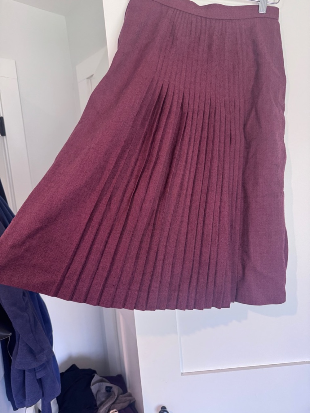 Vintage Christian Dior Wine Pleated Midi Skirt